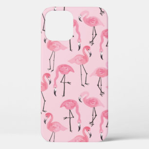 Funda Para iPhone 12 Juego de flamingo rosa, patrón de verano tropical