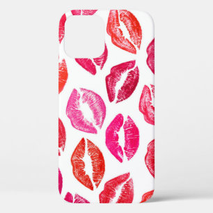 Funda Para iPhone 12 Juego de labios rojos, fondo blanco.