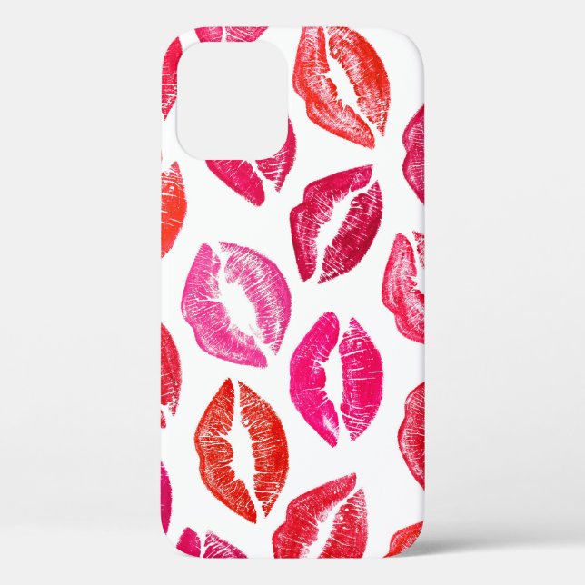Funda De Case-Mate Para iPhone Juego de labios rojos, fondo blanco. (Reverso )