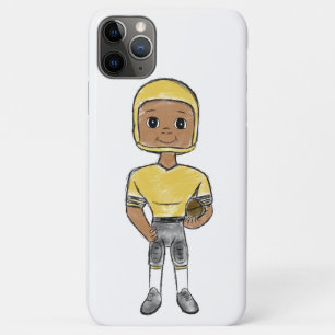 Funda Para iPhone 11 Pro Max jugador de fútbol retro vintage amarillo negro sim