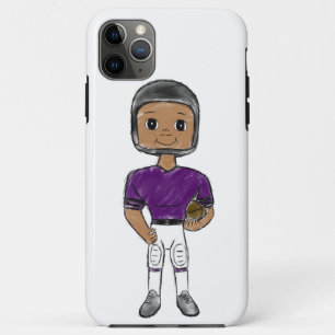 Funda Para iPhone 11 Pro Max jugador de fútbol retro vintage púrpura negro simp