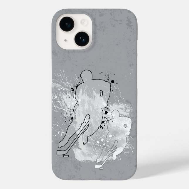 Funda De Case-Mate Para iPhone Jugador de hockey de doble visión gris (Reverso )