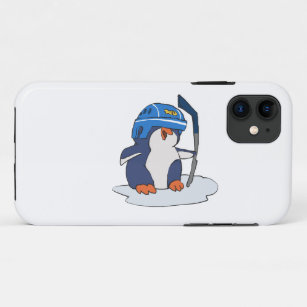 Funda Para iPhone 11 Jugador de hockey pingüino  elegir color de fondo