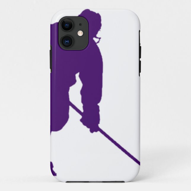 FUNDA DE Case-Mate PARA iPhone JUGADOR DE HOCKEY PÚRPURA (Reverso)