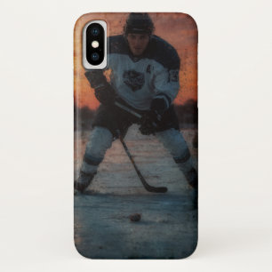Funda Para iPhone X Jugador de hockey sobre hielo al atardecer