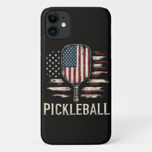 Funda Para iPhone 11 Jugador de Pickleball Bandera de EE. UU. Retro Pad