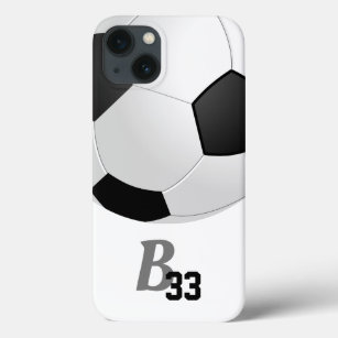 Funda Para iPhone 13 Jugador Monograma de fútbol Ball Sports Número de 