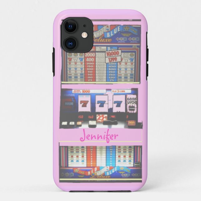 Funda De Case-Mate Para iPhone Jugador rosado del casino de la máquina (Reverso)