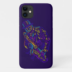 Funda Para iPhone 11 Jugador saxofón Resumen dibujo de neón