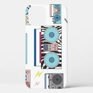 Funda Para iPhone 12 Jugadores de Cassette Retro: Arte de época de los 
