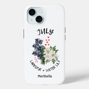 Funda Para iPhone 15 JULY Nacimiento Mes Nacimiento Flor Nombre persona