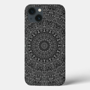 Funda Para iPhone 13 Jungla gris oscura Mandala