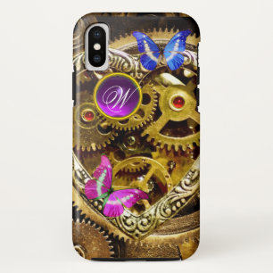 FUNDA PARA iPhone XS JUNTAS DE PUNK DE VAPOR, GEMSTONES, MARIPOSAS MONO