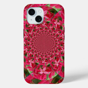 Funda Para iPhone 15 Kaleidoscope de Crimson: Arte de flores con leche