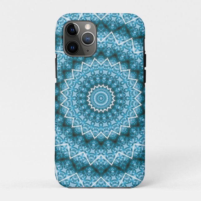 Funda De Case-Mate Para iPhone Kaleidoscopio azul claro / Mandala (Reverso)