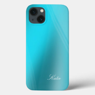 Funda Para iPhone 13 Katie - Tonos turquesa con su plantilla de nombre 