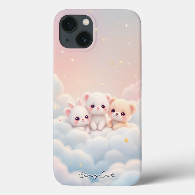 Funda De Case-Mate Para iPhone Kawaii Cloud Animals - Estética de Pastel Cute (Reverso)