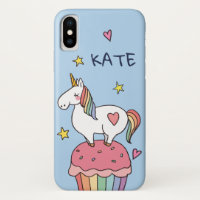 Kawaii Cute Doodle Rainbow Unicorn y Stars.