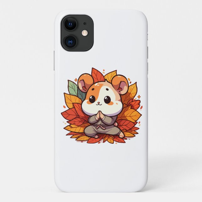 Funda De Case-Mate Para iPhone Kawaii fall hamster yoga (Reverso)