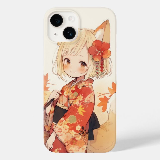 Funda De Case-Mate Para iPhone Kawaii Fox con Kimono (Reverso )