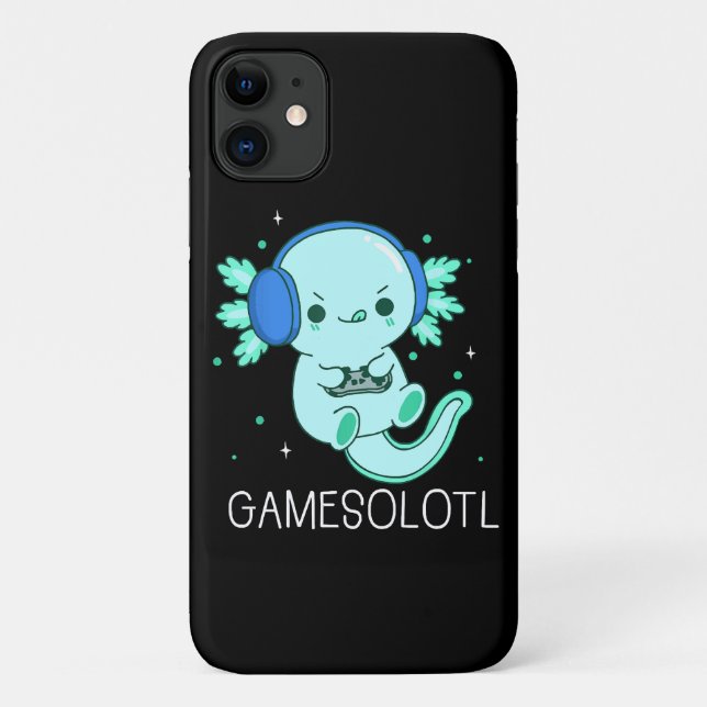 Funda De Case-Mate Para iPhone Kawaii Gamesolotl Axolotl Gamer (Reverso)