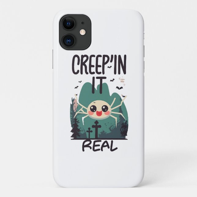 Funda De Case-Mate Para iPhone Kawaii Halloween Spider Pun (Reverso)