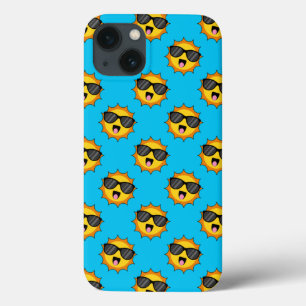Funda Para iPhone 13 Kawaii Happy Sun con gafas de sol