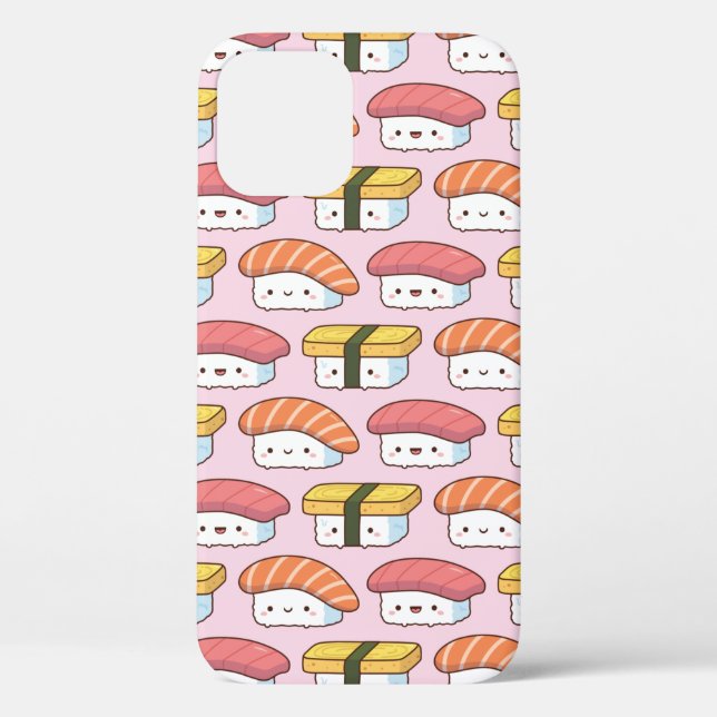 Funda De Case-Mate Para iPhone Kawaii Japonés Sushi Food Doodle Pattern Pink (Reverso )