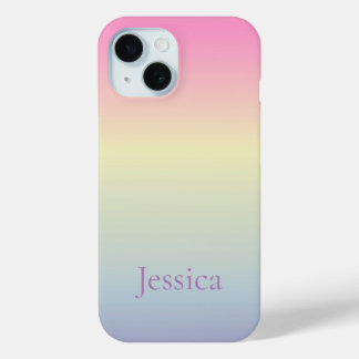Funda Para iPhone 15 kawaii lindo unicornio colores arcoiris pastel ini