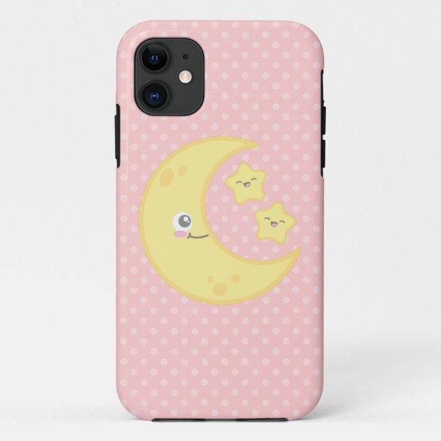 Funda De Case-Mate Para iPhone Kawaii Moon y Stars iPhone Case (Reverso)