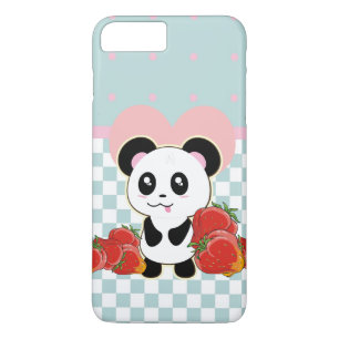 Funda Para iPhone 8 Plus/7 Plus Kawaii Panda fresas lindas
