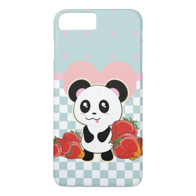 Funda De Case-Mate Para iPhone Kawaii Panda fresas lindas (Reverso)