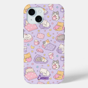 Funda Para iPhone 15 Kawaii Sleeping Cats Pattern Phone Case