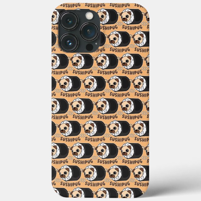 Funda De Case-Mate Para iPhone Kawaii Sushi Pug Mashup Gracioso regalo de amante  (Reverso )