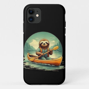 Funda Para iPhone 11 Kayaking Sloth Canoe Lover Animales divertidos Vin