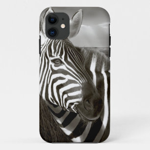 Funda Para iPhone 11 Kenia. Negro y blanco de cebra y liso.