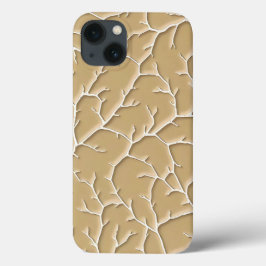 Funda Para iPhone 13 Khaki Branch Pattern iPhone Case with Texture