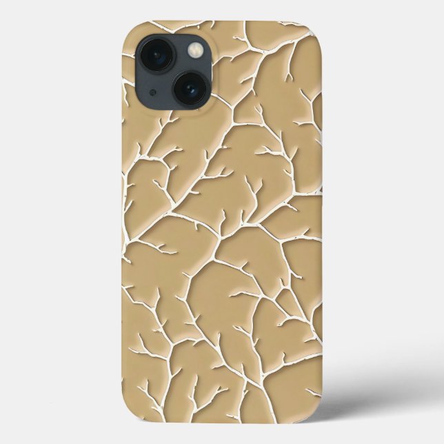 Funda De Case-Mate Para iPhone Khaki Branch Pattern iPhone Case with Texture (Reverso)