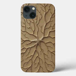Funda Para iPhone 13 Khaki Organic Embossed Pattern iPhone Case