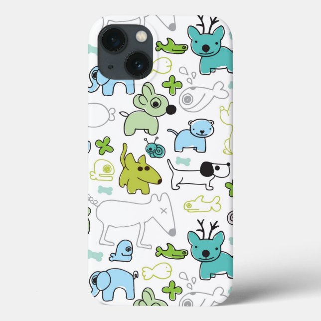 Funda De Case-Mate Para iPhone kids animal background pattern (Reverso)