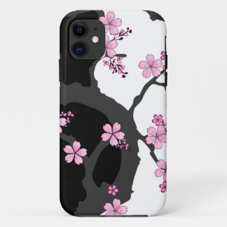 Funda Para iPhone 11 Kimono japonés Sakura negro y rosa blanco