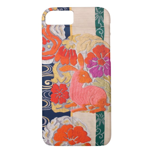 Funda De Case-Mate Para iPhone KIMONO Japonés Textil, Conejo y Flor (Reverso)