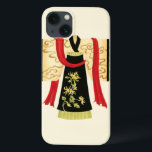Funda Para iPhone 13 Kimono japonés tradicional con impresión floral<br><div class="desc">Nancy Slocum creó esta encantadora imagen de un Kimono japonés tradicional con un sash rojo profundo. El fondo del kimono es negro con una hermosa huella floral. ¡Dale esto como regalo o compre por ti mismo!</div>