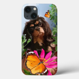 Funda Para iPhone 13 King charles spaniel y mariposas	