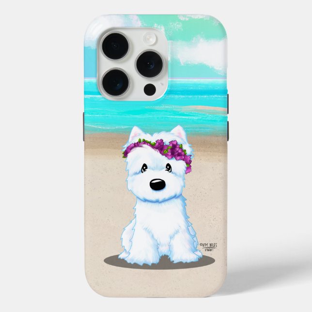 Funda De Case-Mate Para iPhone KiniArt ™️ Westie Beach Blossom (Reverso )