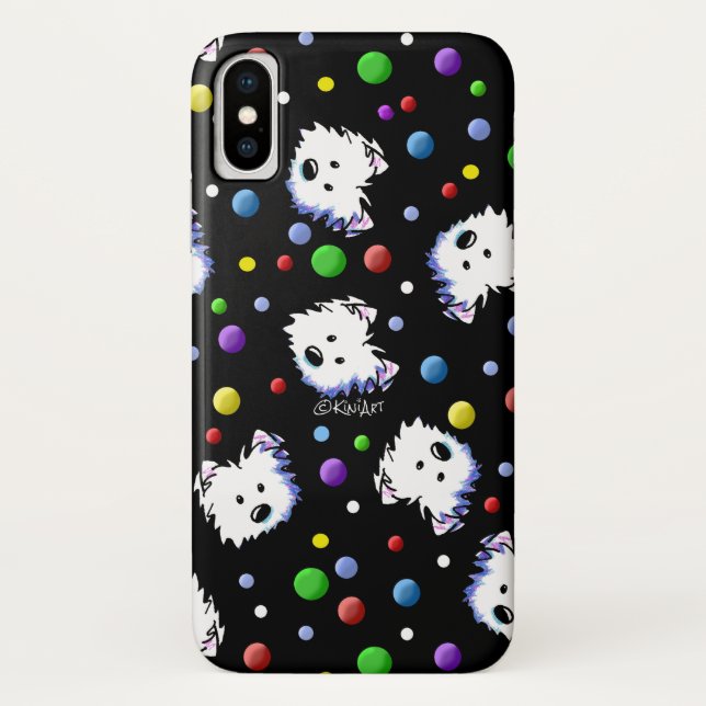Funda De Case-Mate Para iPhone KiniArt Westie Polka Dot (Reverso)