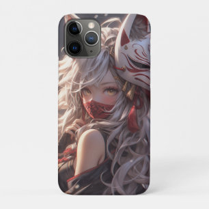 Funda Para iPhone 11 Pro Kitsune Fox Mask Samurai Chica japonés