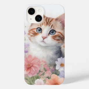 Funda Para iPhone 14 De Case-Mate Kitten color agua dulce con flores