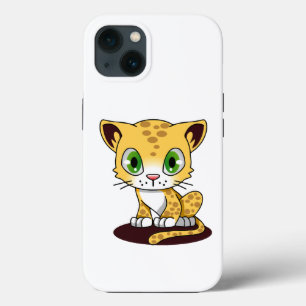 FUNDA PARA iPhone 13 KITTEN DE OJOS VERDES MARRÓN SOBRE UNA MAT DE MARO