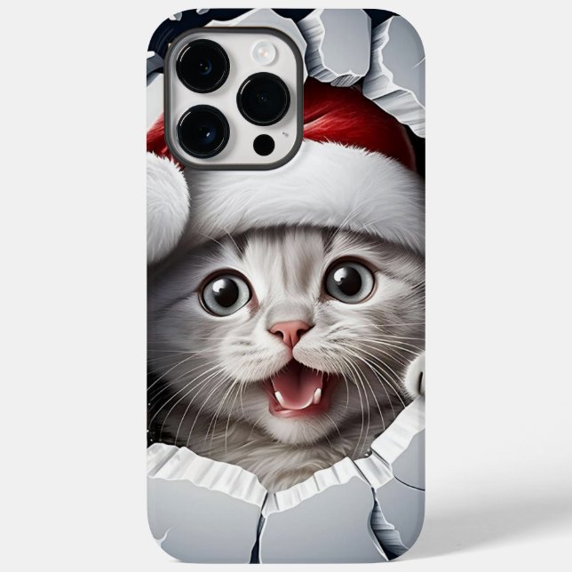 Funda De Case-Mate Para iPhone Kitten Navidades 3D (Reverso )